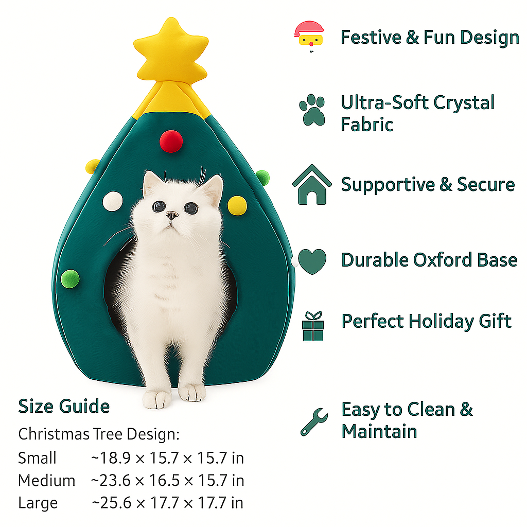 Christmas Tree Pet Bed - Cozy Nest For Cats And Dogs